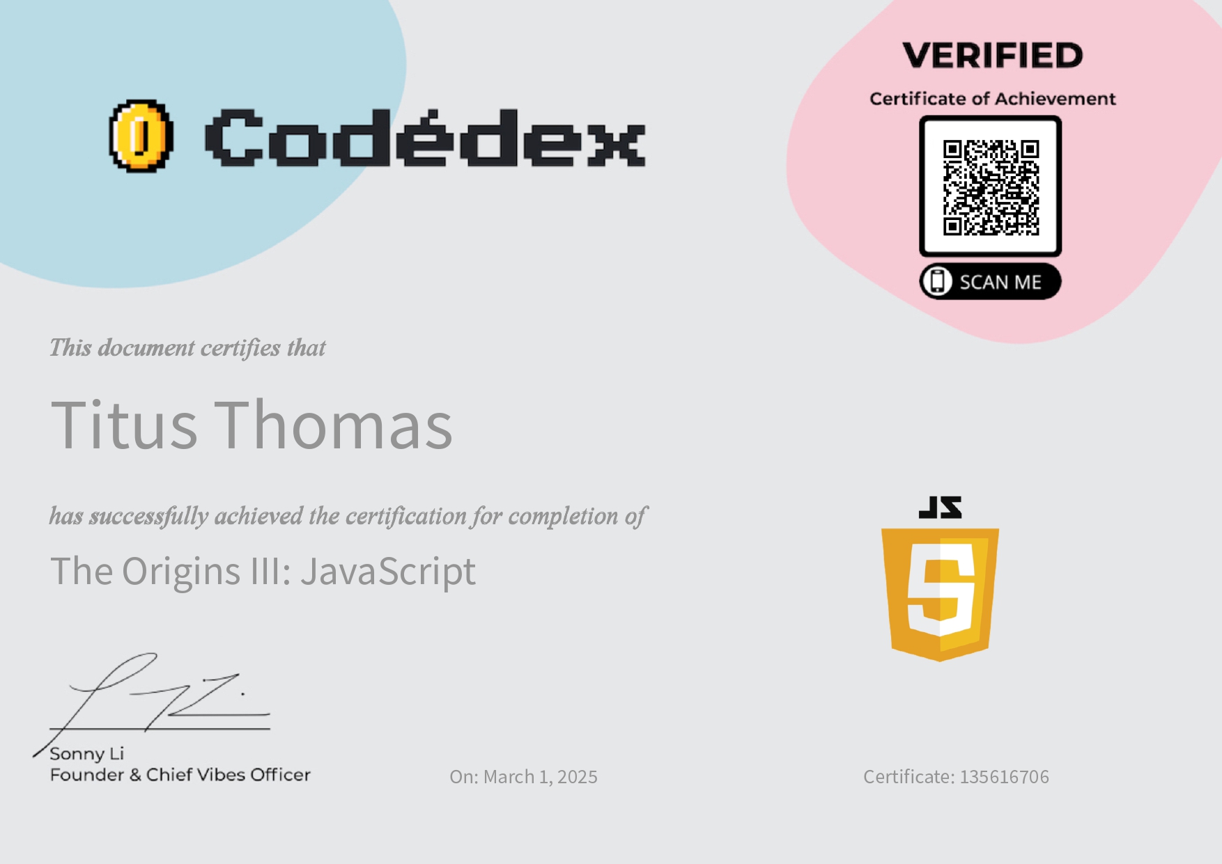 Codedex HTML Certificate2